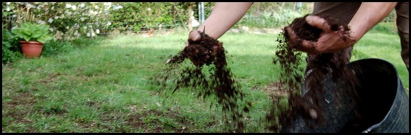 comment enrichir sa terre - épandage compost sur pelouse